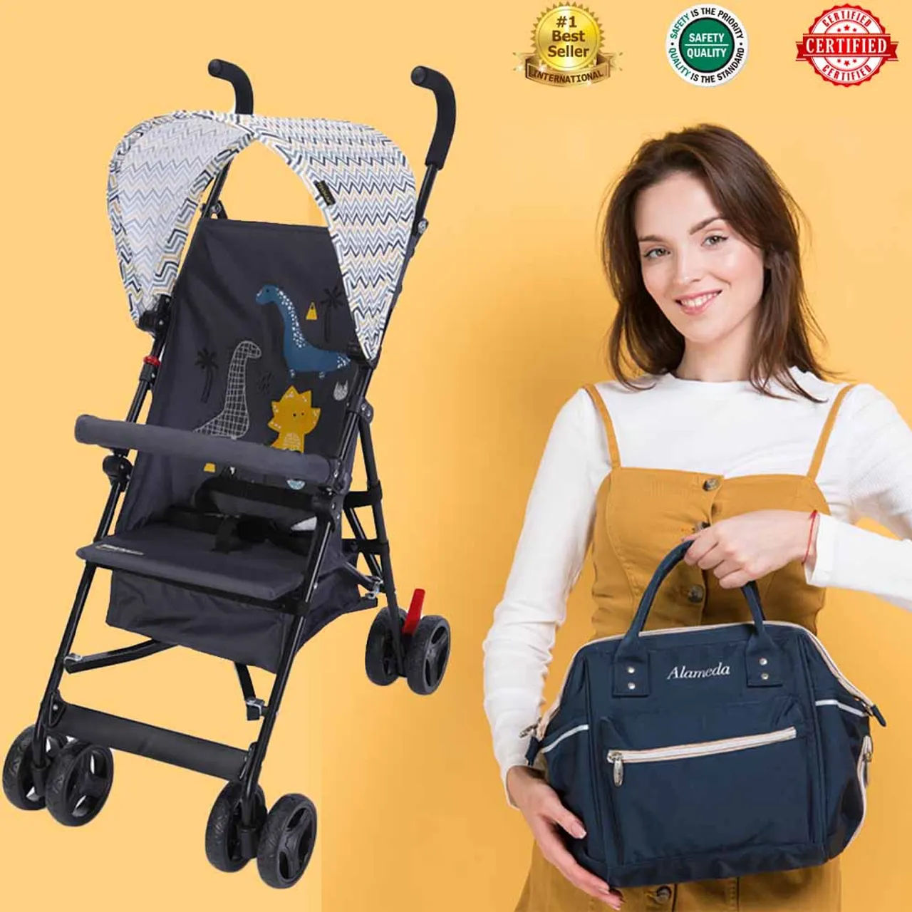 Teknum - Eco Stroller &amp; Bag Combo - Yellow Wave