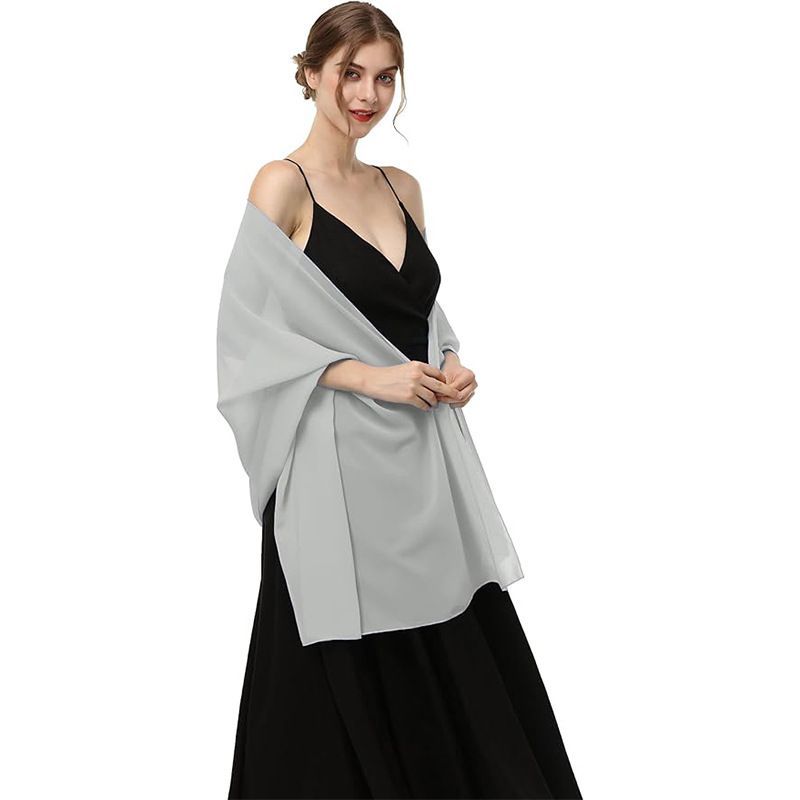 White Chiffon Shawl Wrap for Women Wedding & Evening Dress