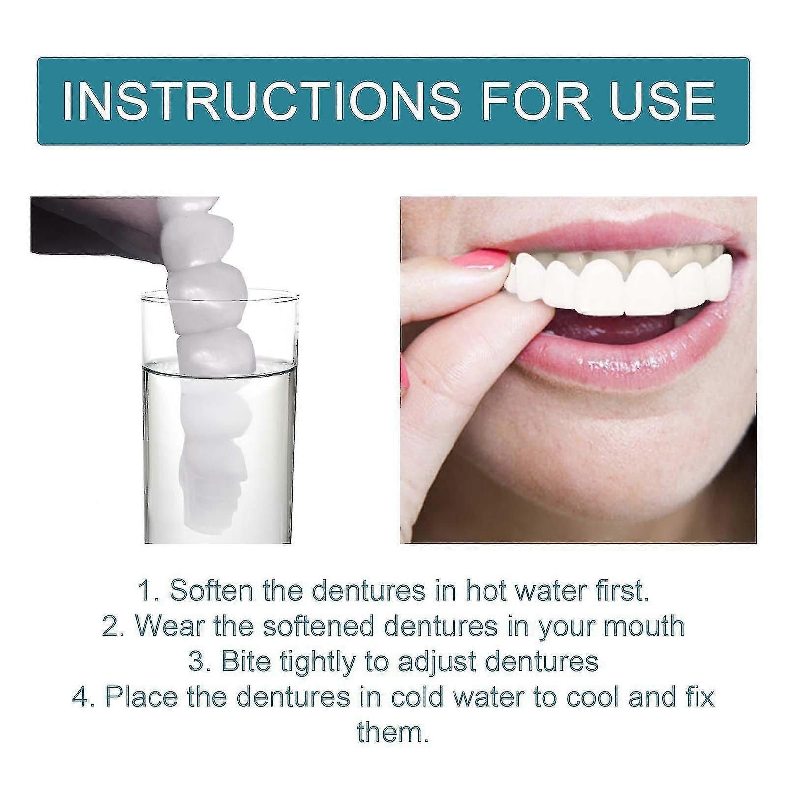 Adjustable Snap-on Dentures, Veneers Denture Braces Plus Denture Cases, Temporary Fillings Braces Interdental Fillings Straightening Dentures Kit zxin