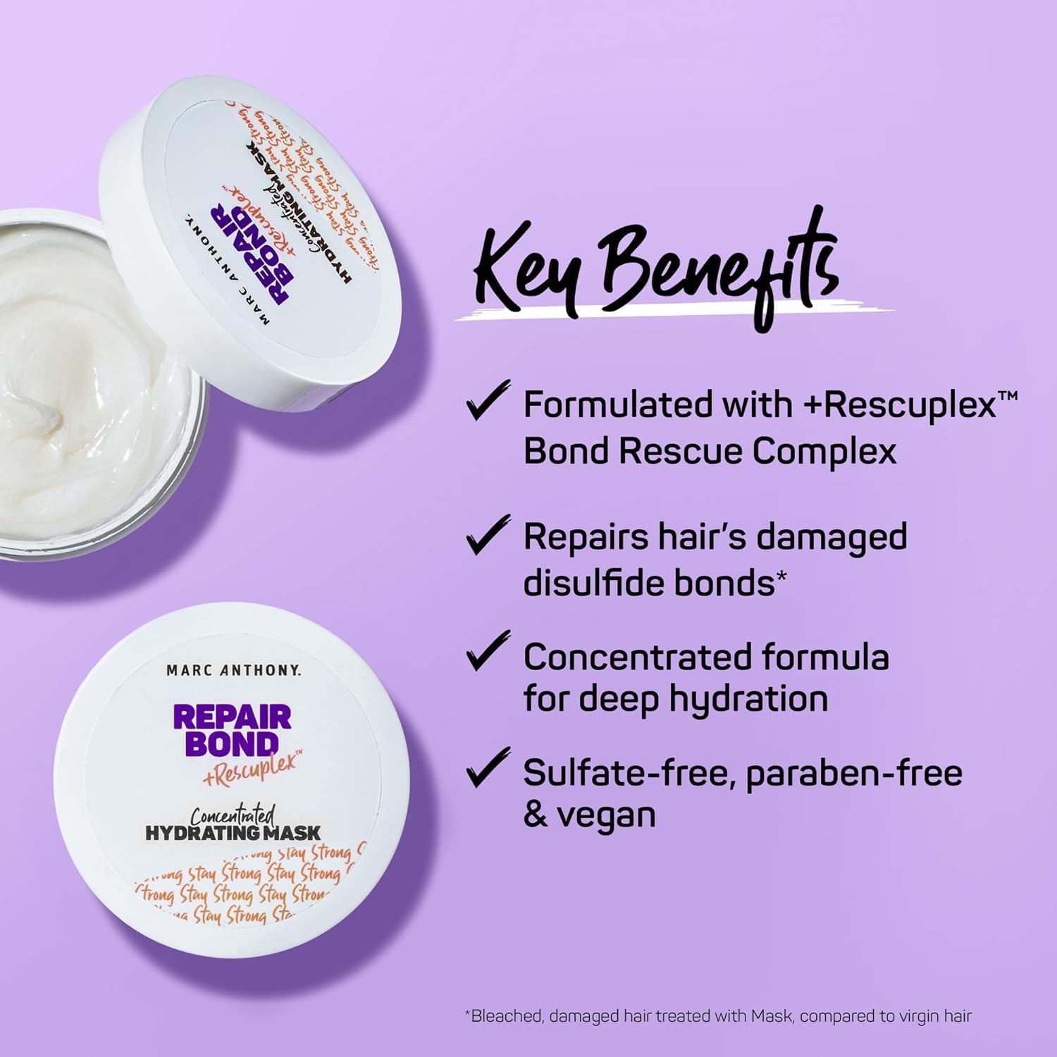 Marc Anthony Repairing Mask - Repairs, Strengthens & Maintains Hair Bonds - Eliminates Frizz & Breakage - Professional Treatment For Dry & Damaged Hair, 8 Oz