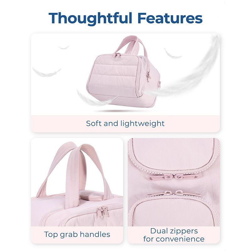 Large Travel Makeup Bag with Wide Opening