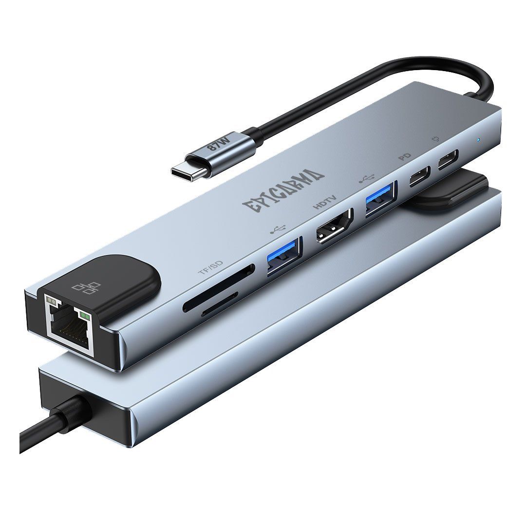 EPICARMA 8-in-1 USB-C Multiport Hub, Gray