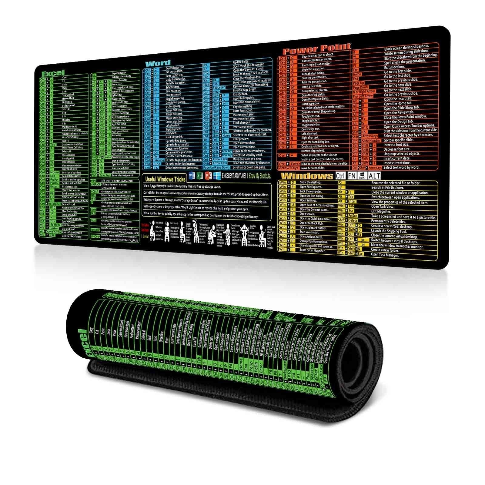 Keyboard Shortcut Desk Mat Mouse Pad 400x800x3mm