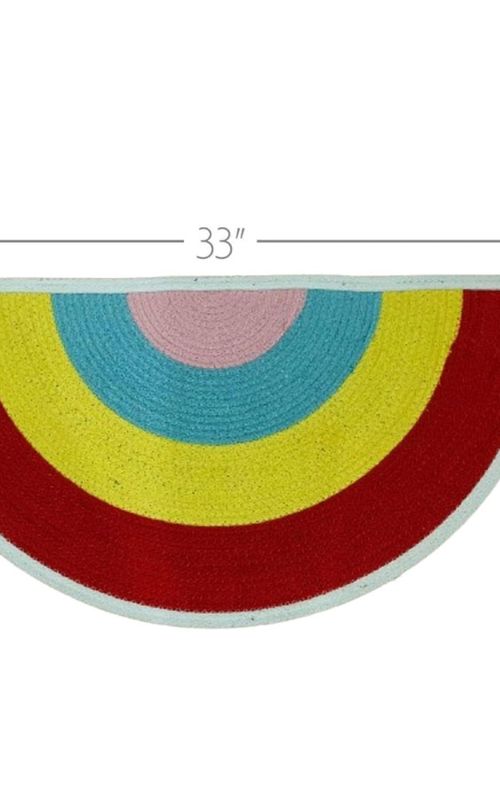 Reversible Braided Doorway Rug Eco-Friendly Half Circle 33" L for All Seasons (Beige/Black)