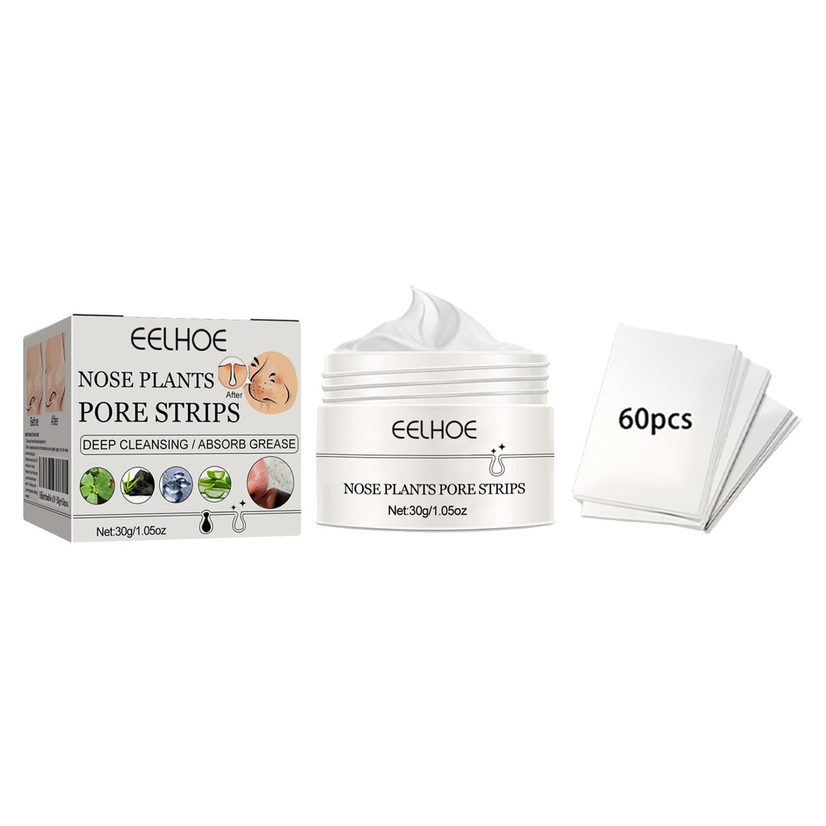 Blackhead Peel Off Nose Mask Kit with 60 Strips