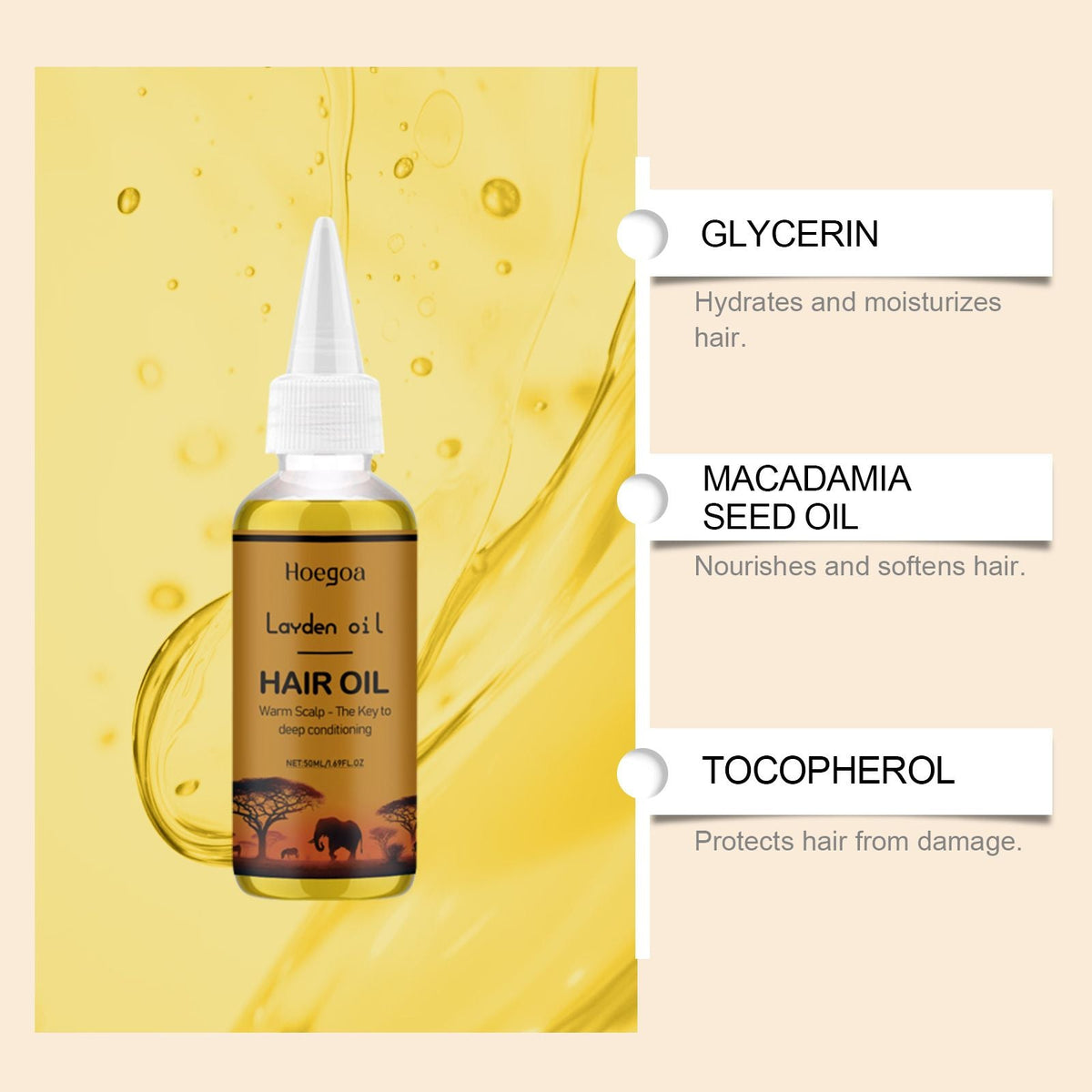Nourishing Hair Oil for Dry Frizzy Hair 50ml