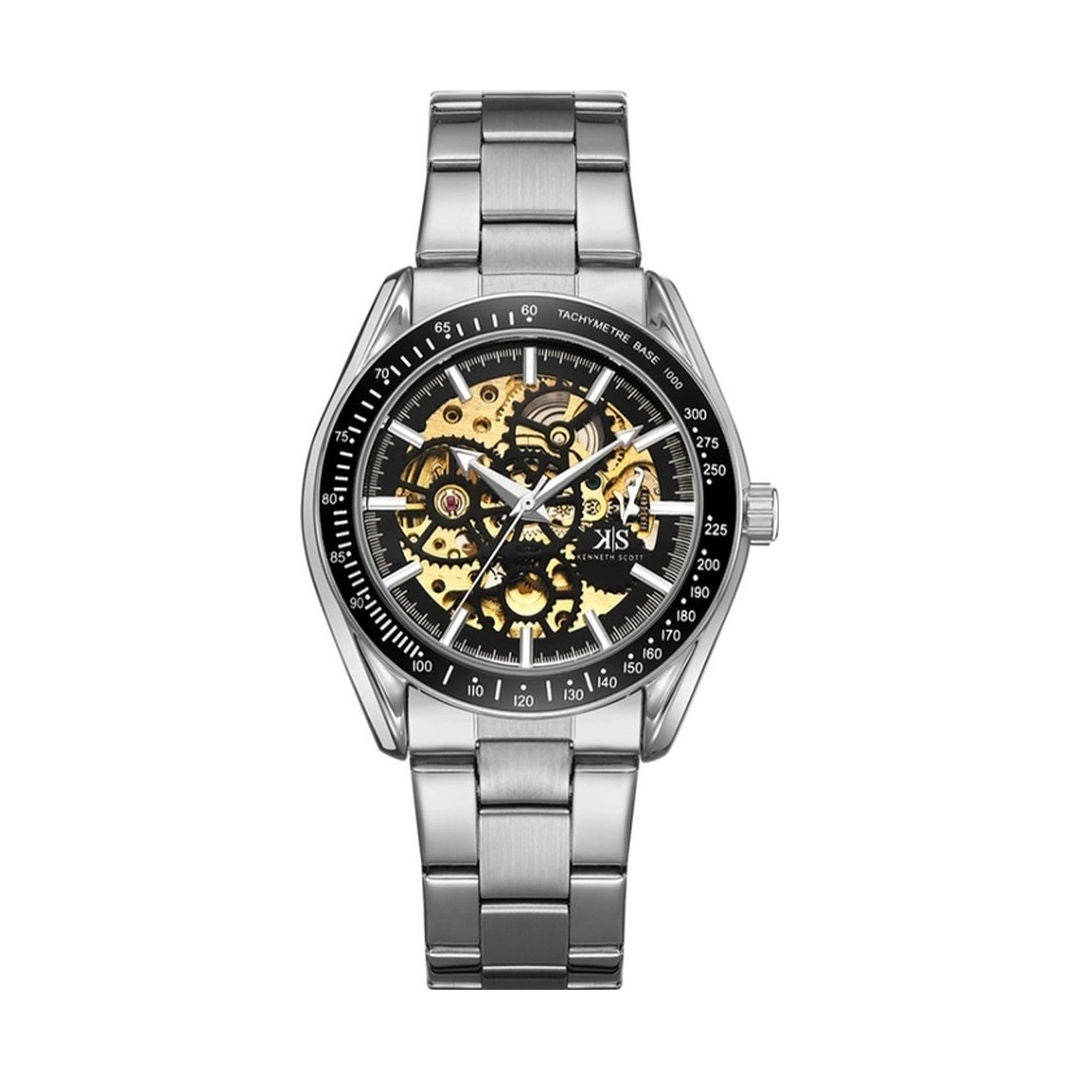 Kenneth Scott Men’s Mechanical Black Dial Analog Watch, K22312 Series