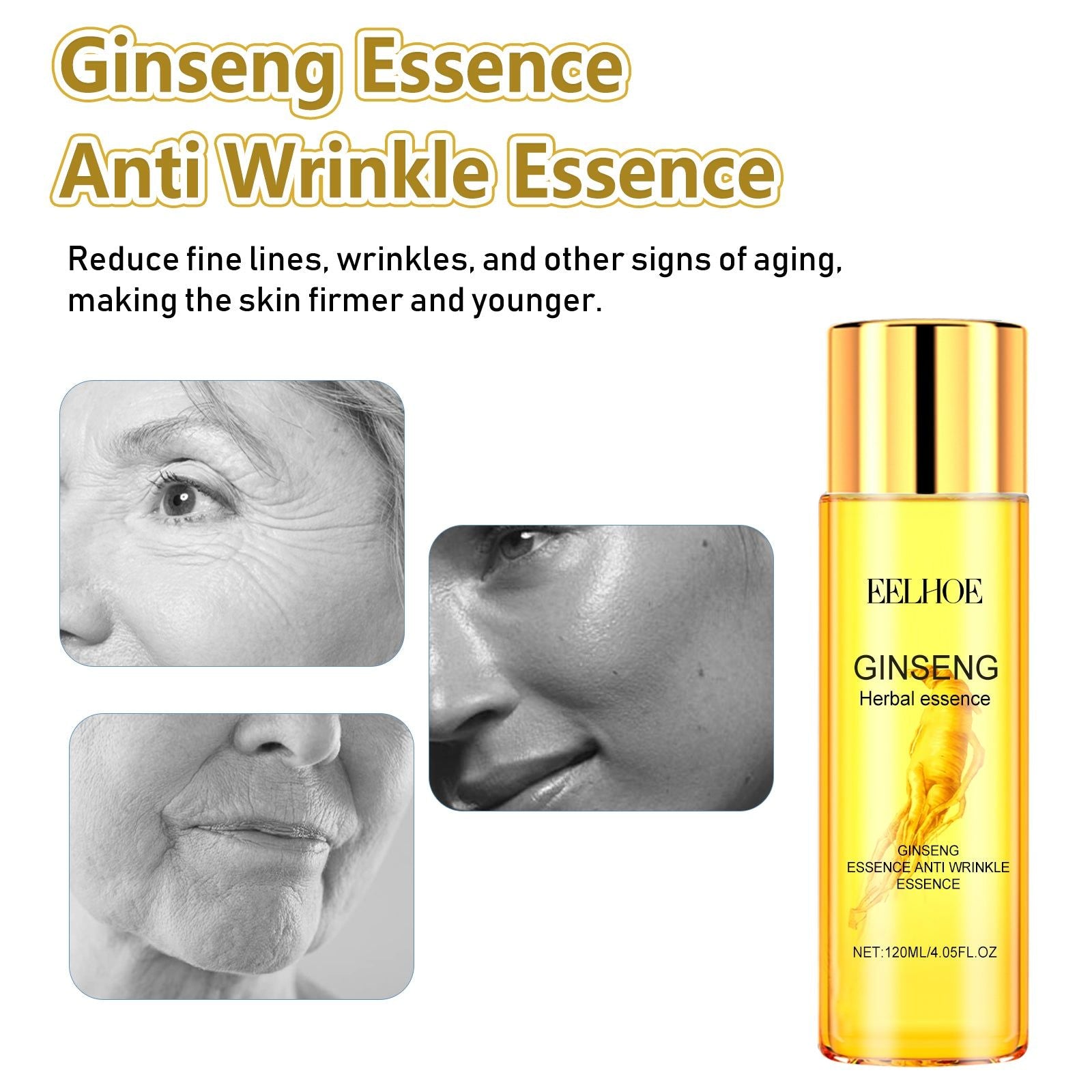 Ginseng Anti Wrinkle Serum, Firming & Youthful Skin, Collagen Boost, Anti Aging, Smooth & Elastic ,120ml
