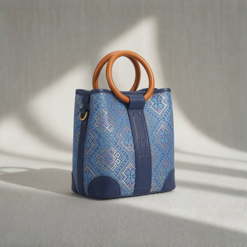 Jamila Designer Golden Harmony Tote, Blue