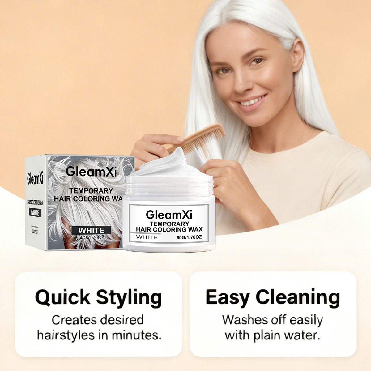 Temporary White Hair Color Wax Washable Styling 50g