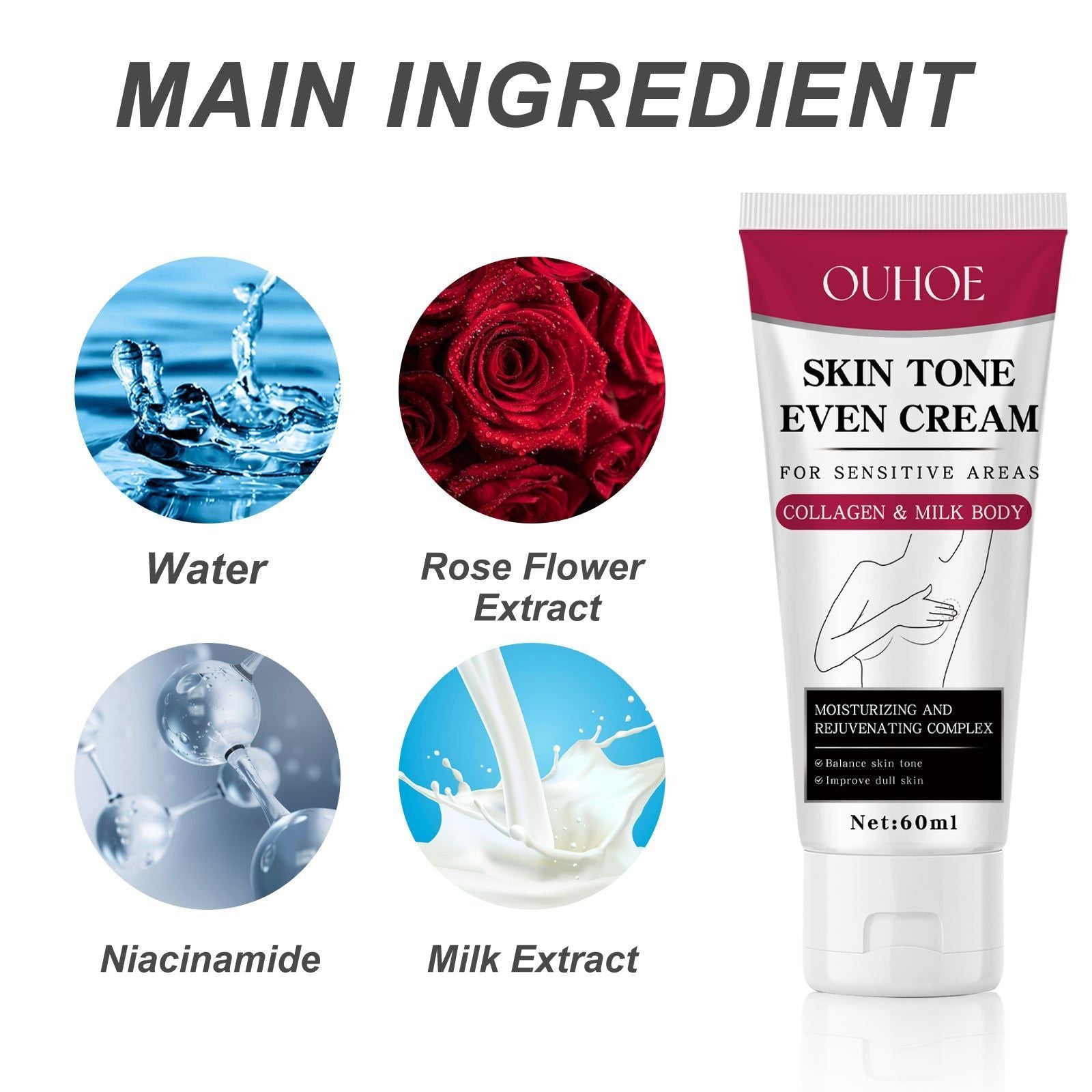 Brightening Skin Cream for Moisturizing, Dark Spot Repair, Fade Armpit and Elbow, Even Skin Tone ,60g