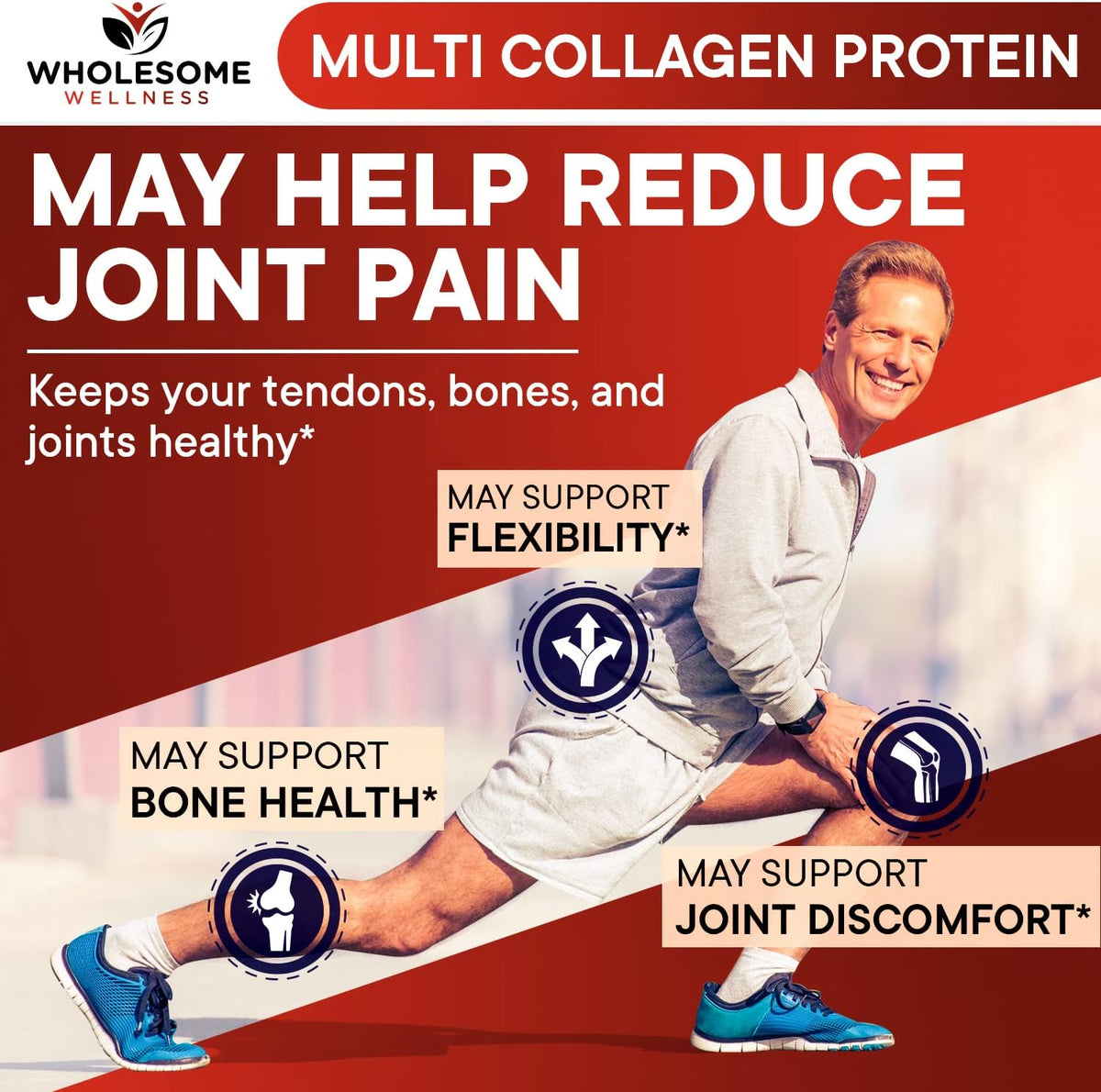 Wholesome Wellness Multi Collagen Peptides Protein Powder Unflavored 454g