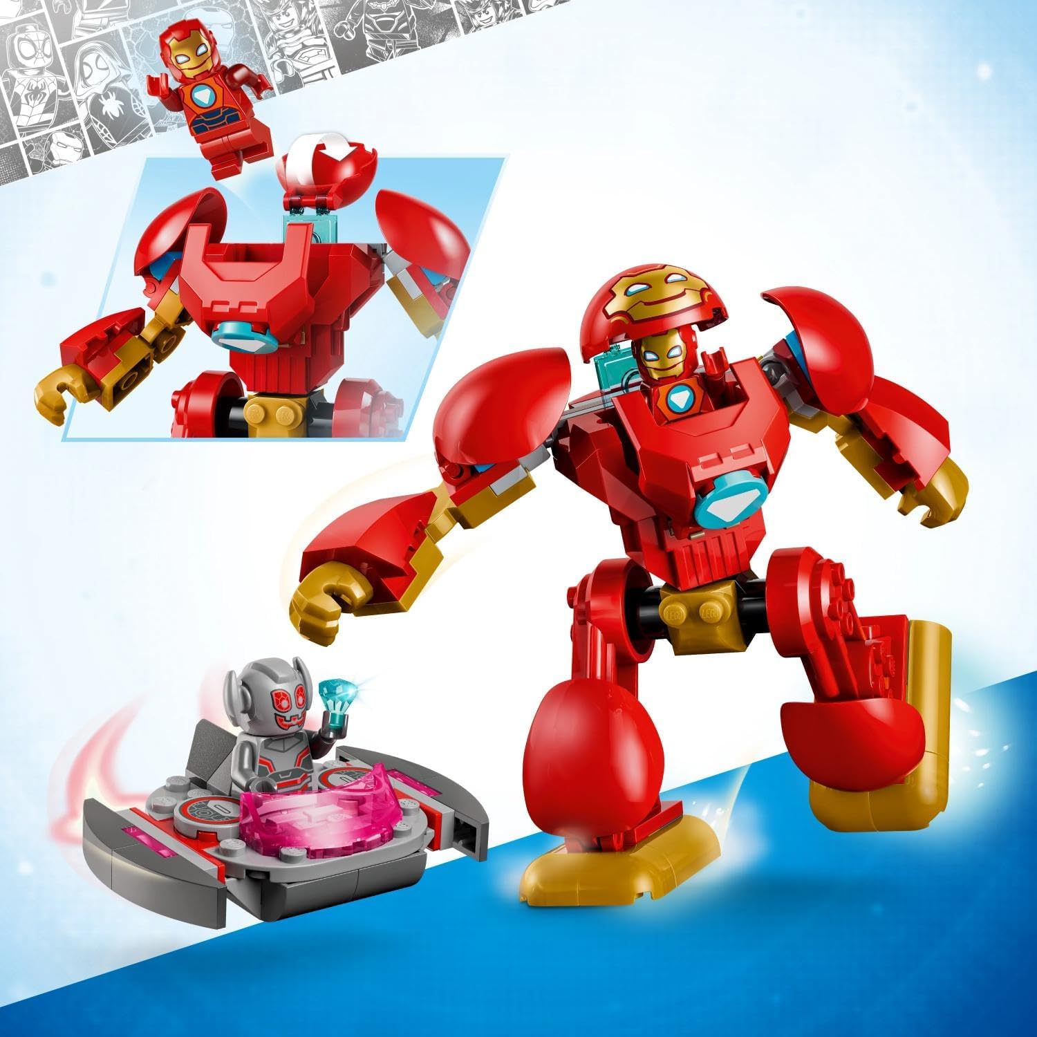 LEGO Marvel Iron Man and His Amazing Friends: Ultron vs Iron Man Building Set, Age 4+ Years