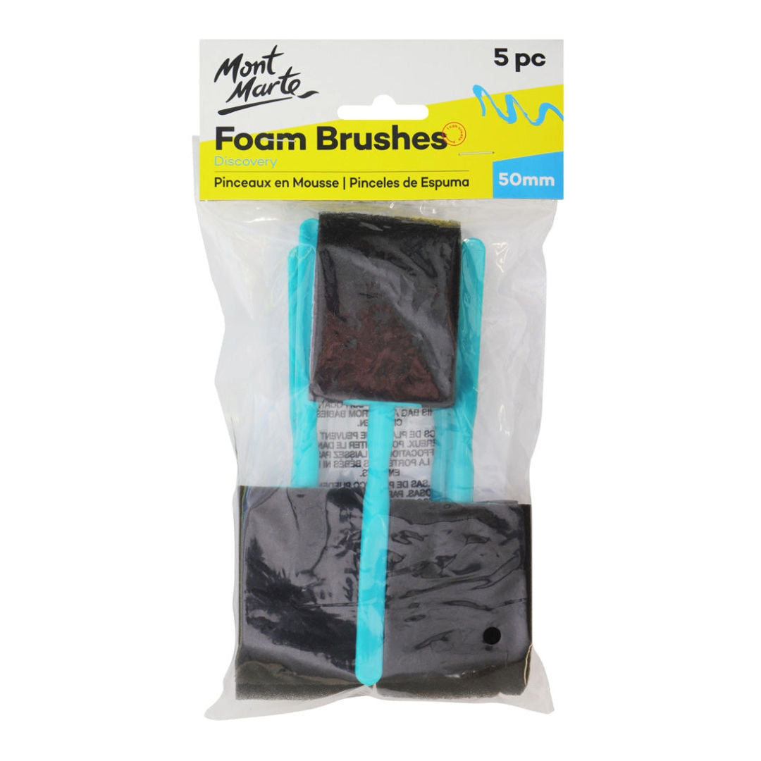 Mont Marte Hobby Foam Brushes Set, 5-Pieces