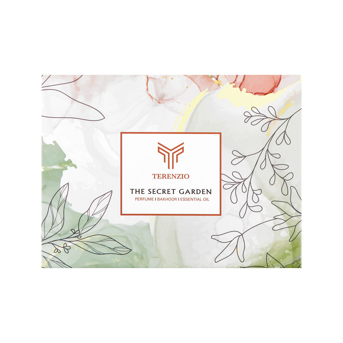 Terenzio The Secret Garden Gift Box, Scent Hibiscus Eau de Parfum, Oud Thuraya Bakhoor & Musk Essential Oil