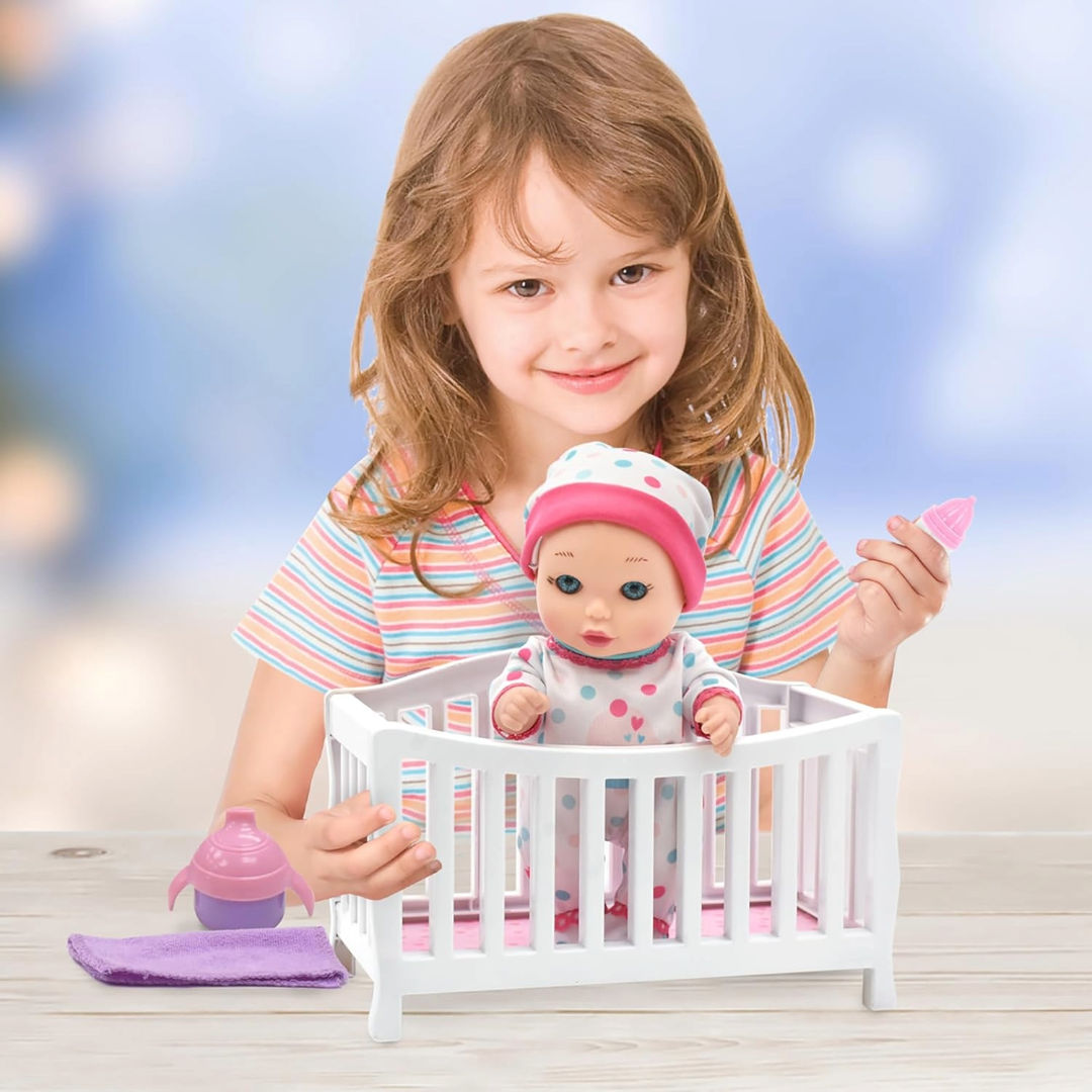 Baby Maziuna Little Darlings Doll in Crib, 2+ Years