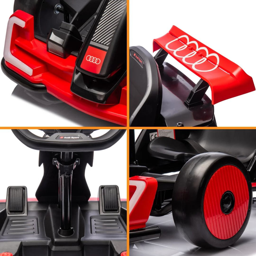 Audi Sport Drifting Ride-On Go Kart, 24V, Red, For Ages 4+ Years to 12+ Years