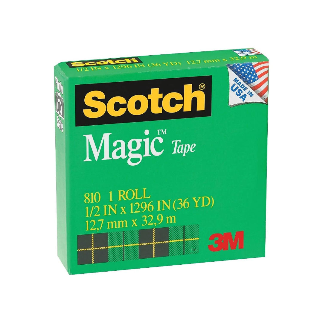 3M Scotch Magic Tape Matte Finish Invisible, 1/2 Inch x 36 Yards