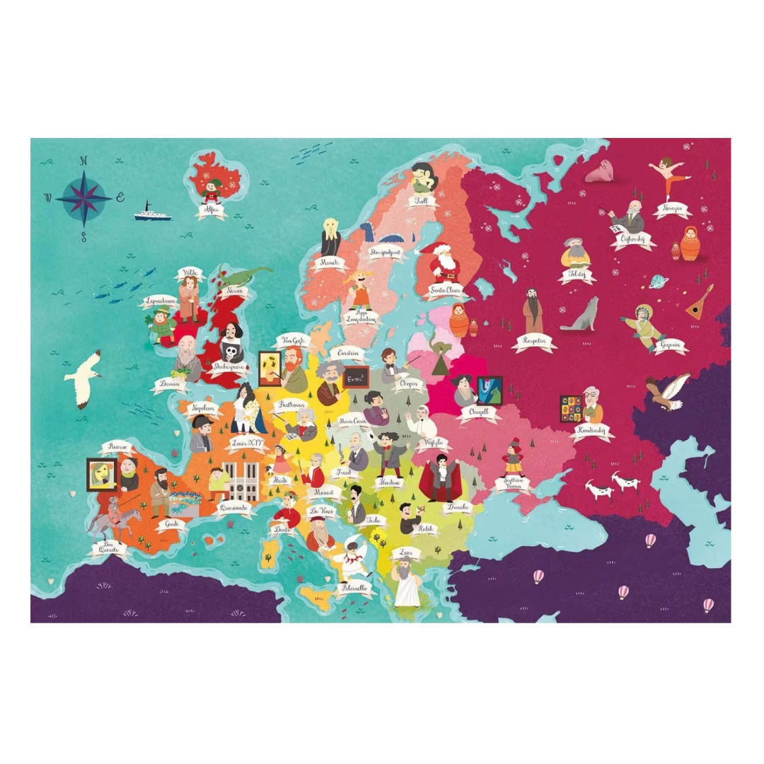 Clementoni Exploring Maps Great People in Europe Puzzle, 250 Pieces