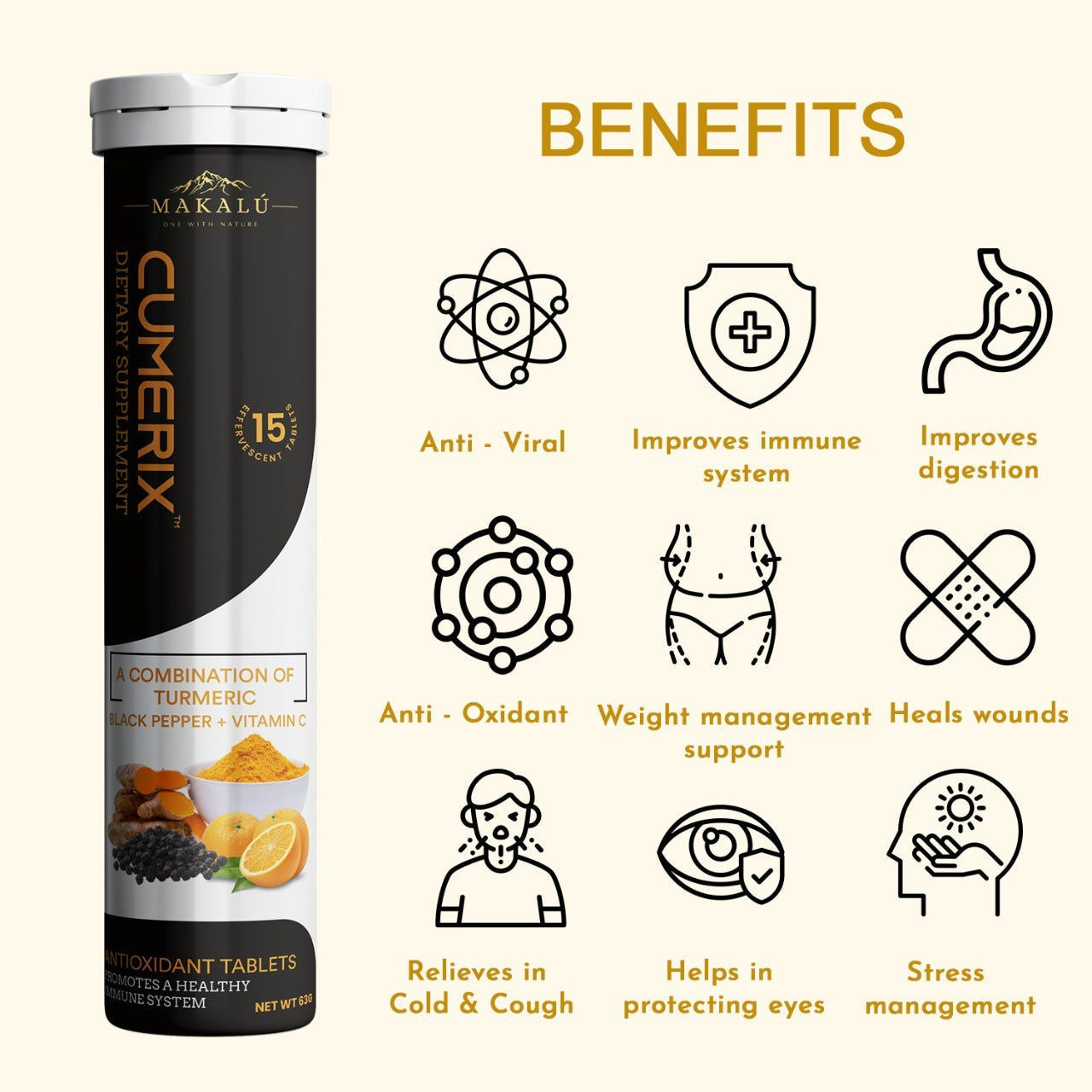 Makalu CUMERIX, curcumin turmeric supplement - Pack of 5