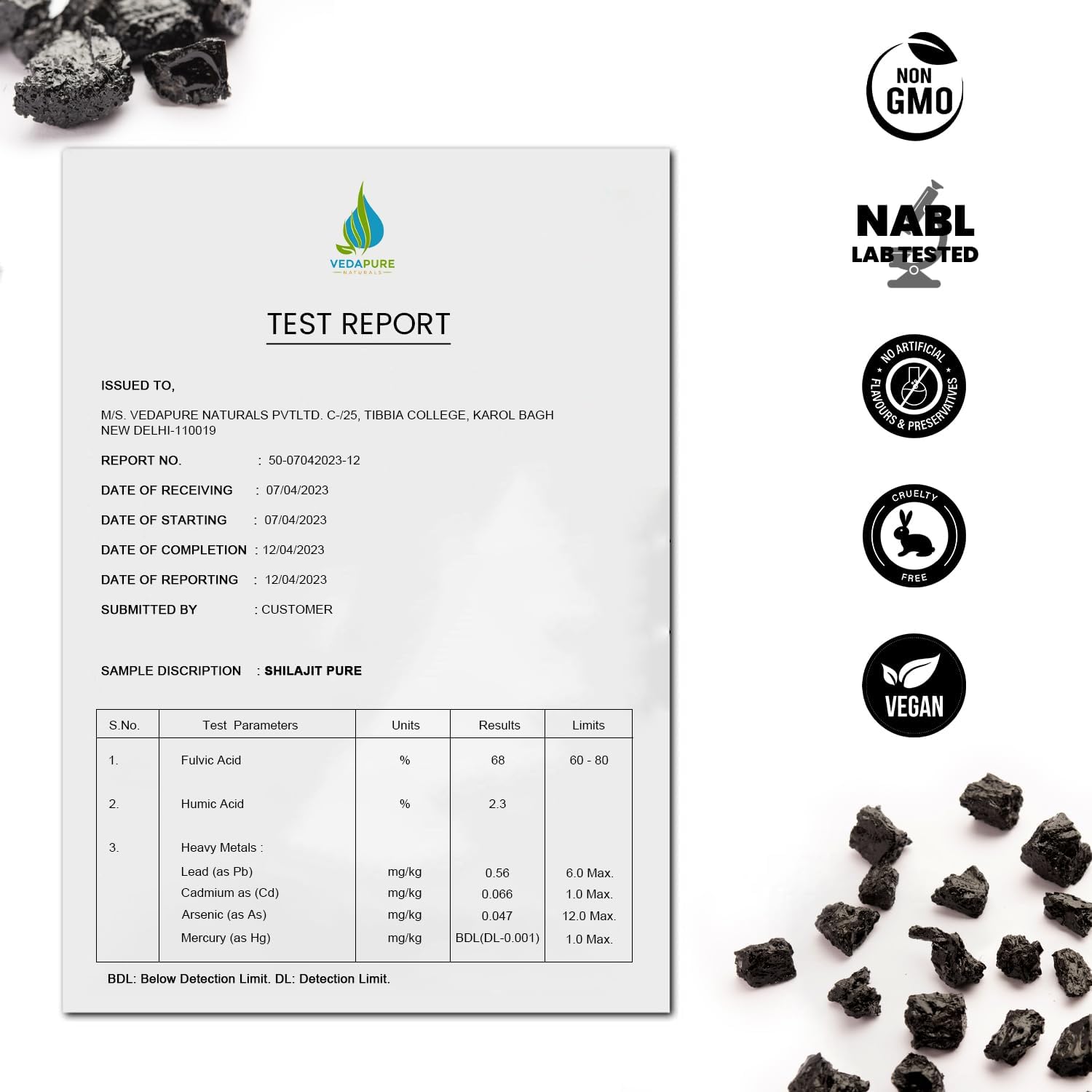Vedapure Natural & Pure Shilajit/Shilajeet Resin for Men & Women 25 Gram and Star Spark Delay Spray for men 12 ml Combo