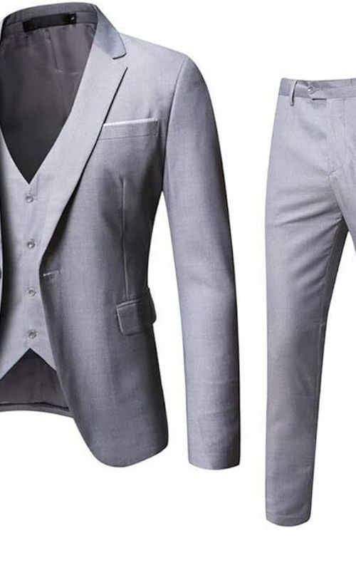 Light Gray Coat Pant Vest Tuxedo, Elegant Formal Attire for Weddings