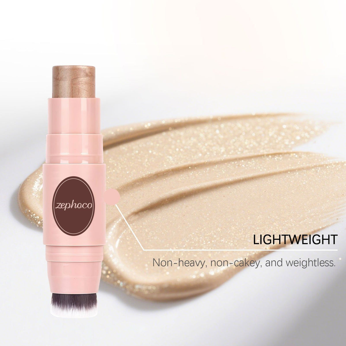 Champagne Gold Double-Headed Makeup Stick, Blush, Contour, Long-Lasting, Beginner Friendly ,7g