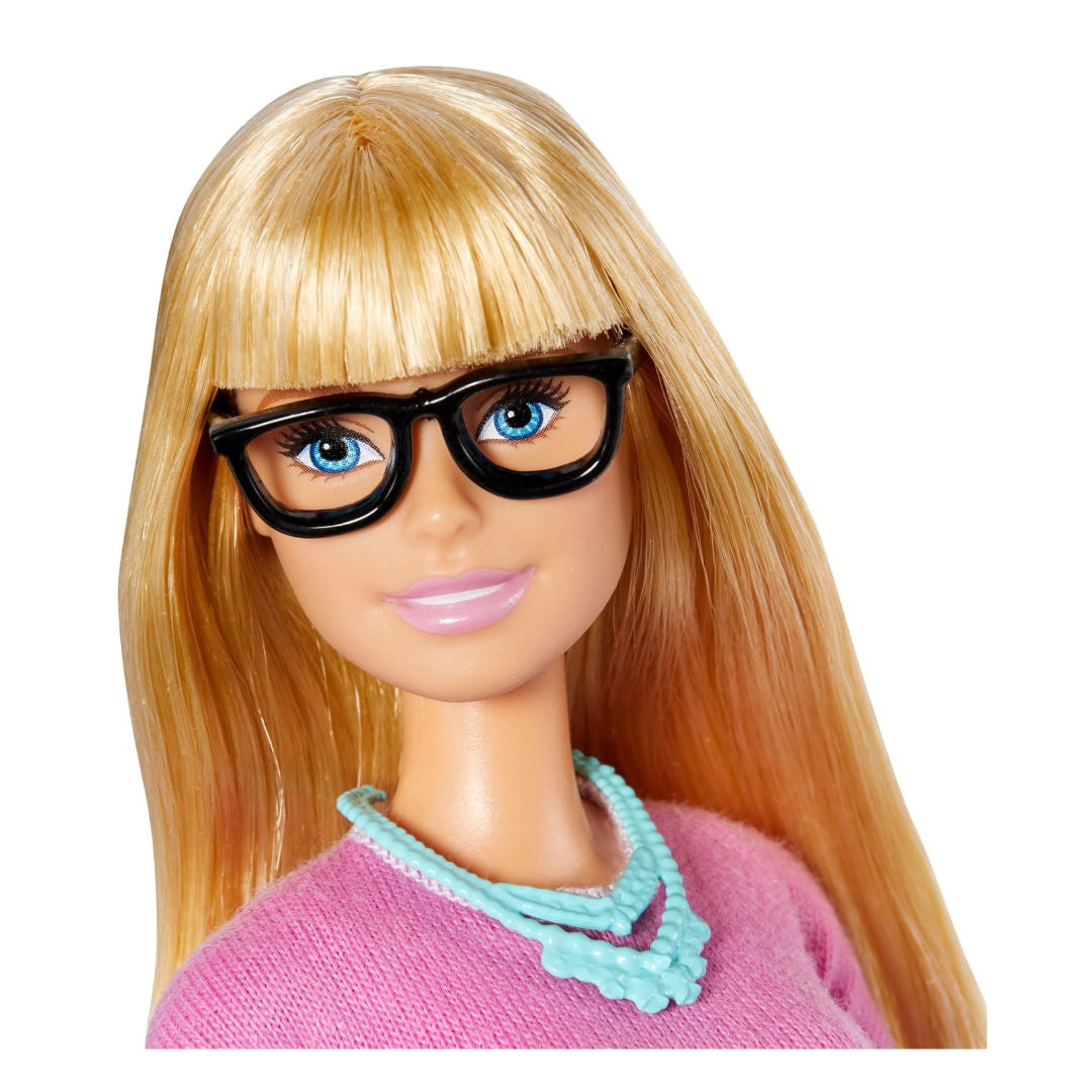 Barbie Teacher Doll, Blonde With 10 Teaching Accessories, Including Spinning Globe And A Laptop That Opens And Closes, Gift For 3 To 7 Year Olds