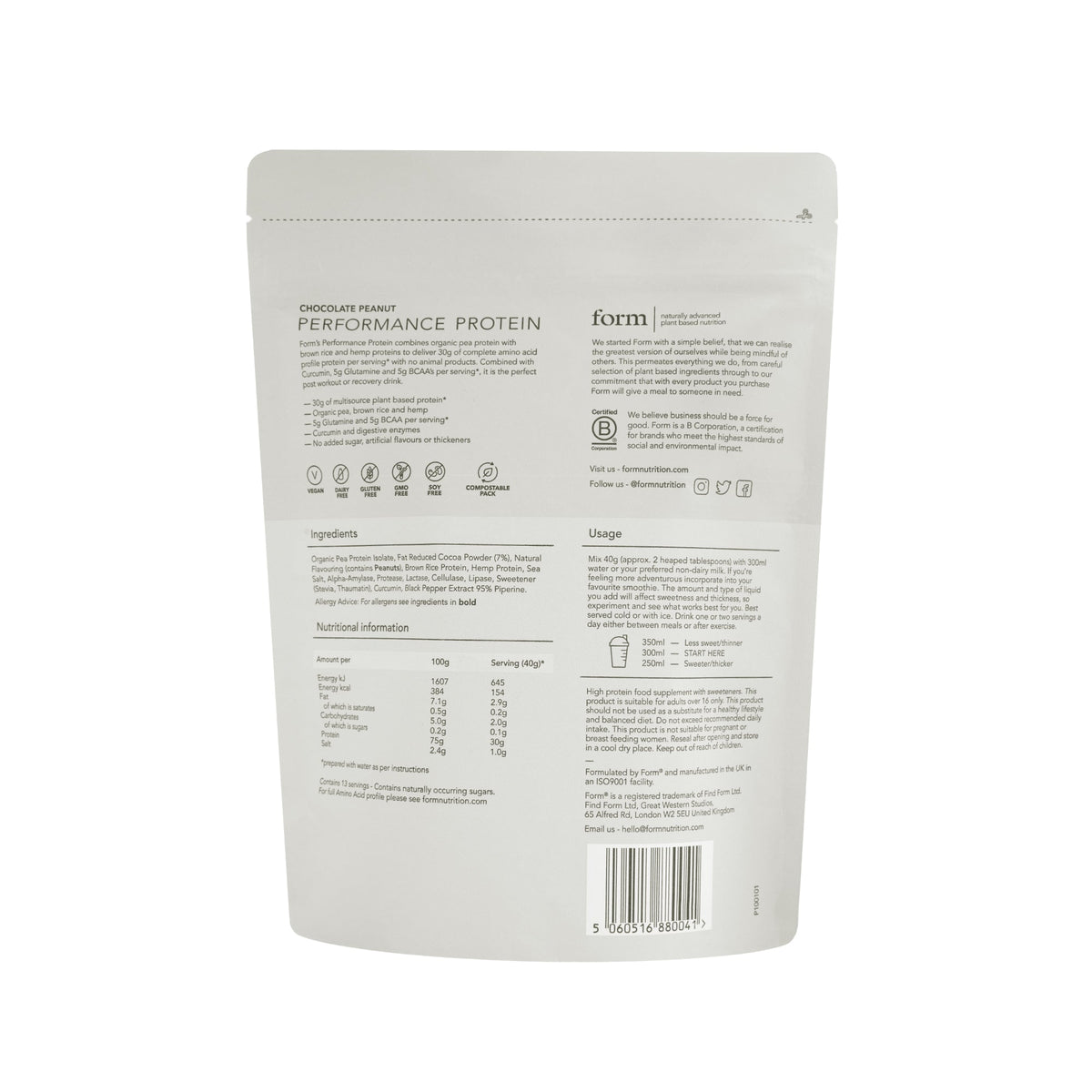 FORM Performance Protein powder Chocolate Peanut 520g
