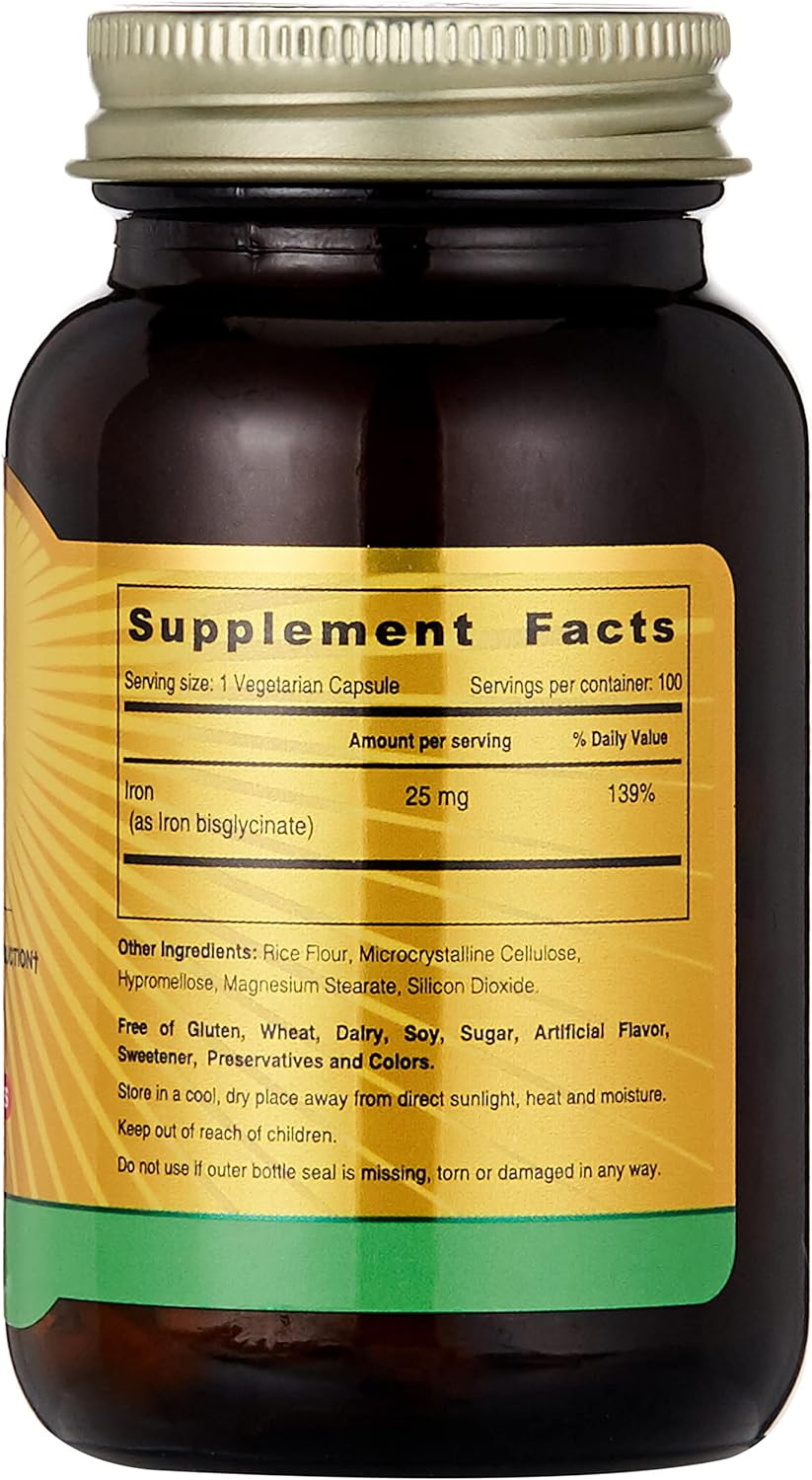 Sunshine Nutrition Iron 25 Mg Capsules 100's