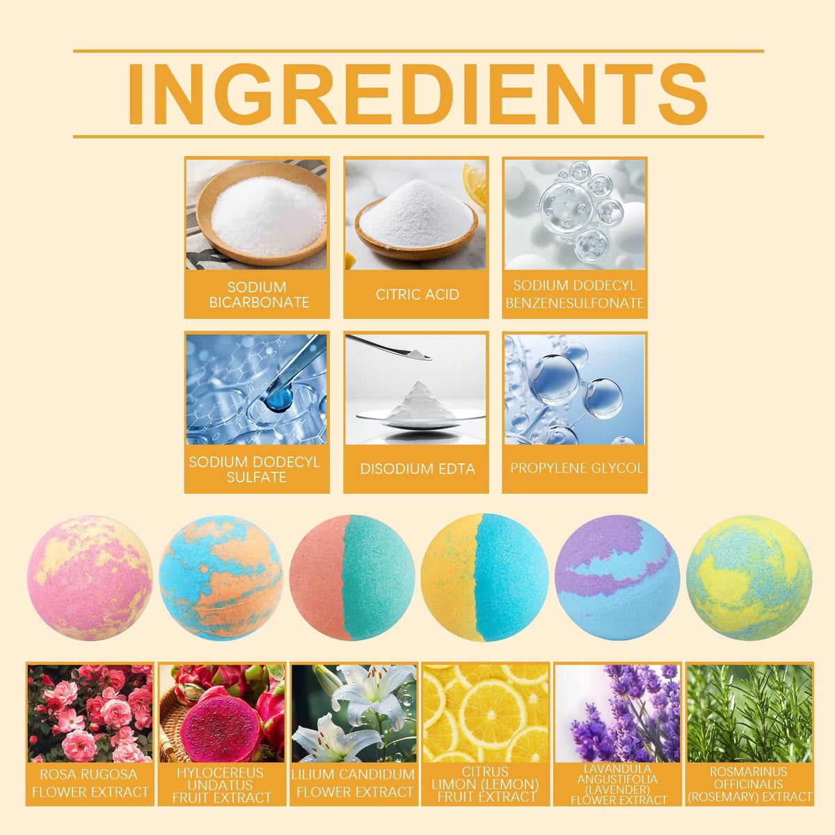 Bath Salt Ball Set, Moisturizing Floral Bath Sponge, Long-Lasting Fragrance ,6pcs