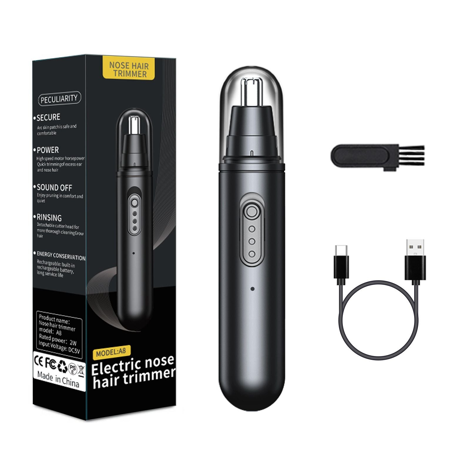 2-in-1 USB Rechargeable Nose Hair Trimmer