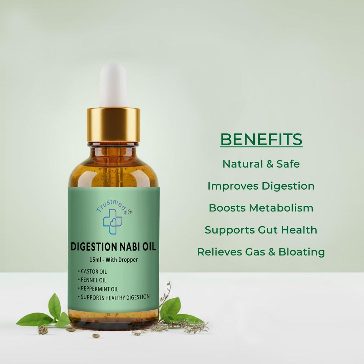 Trustmeds Digestion Nabhi Oil with Hing Ajwain & Ginger