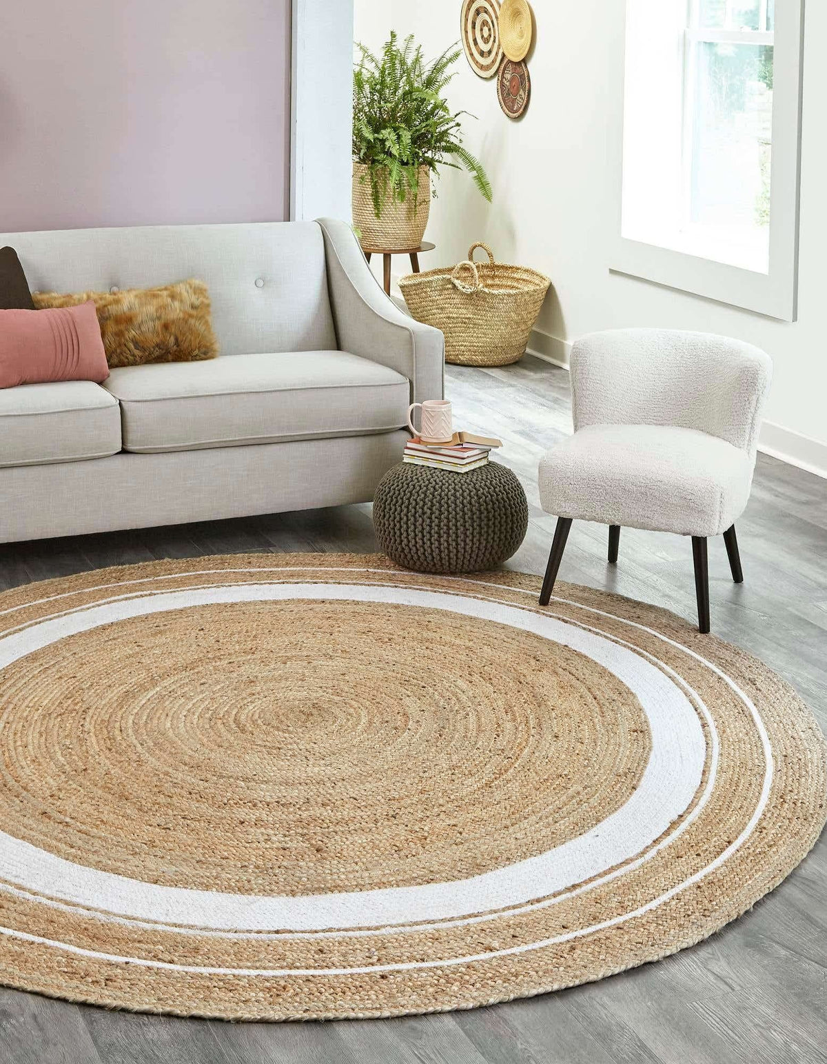 AIESY®  Round Reversible Beautiful Handwoven Jute Rug