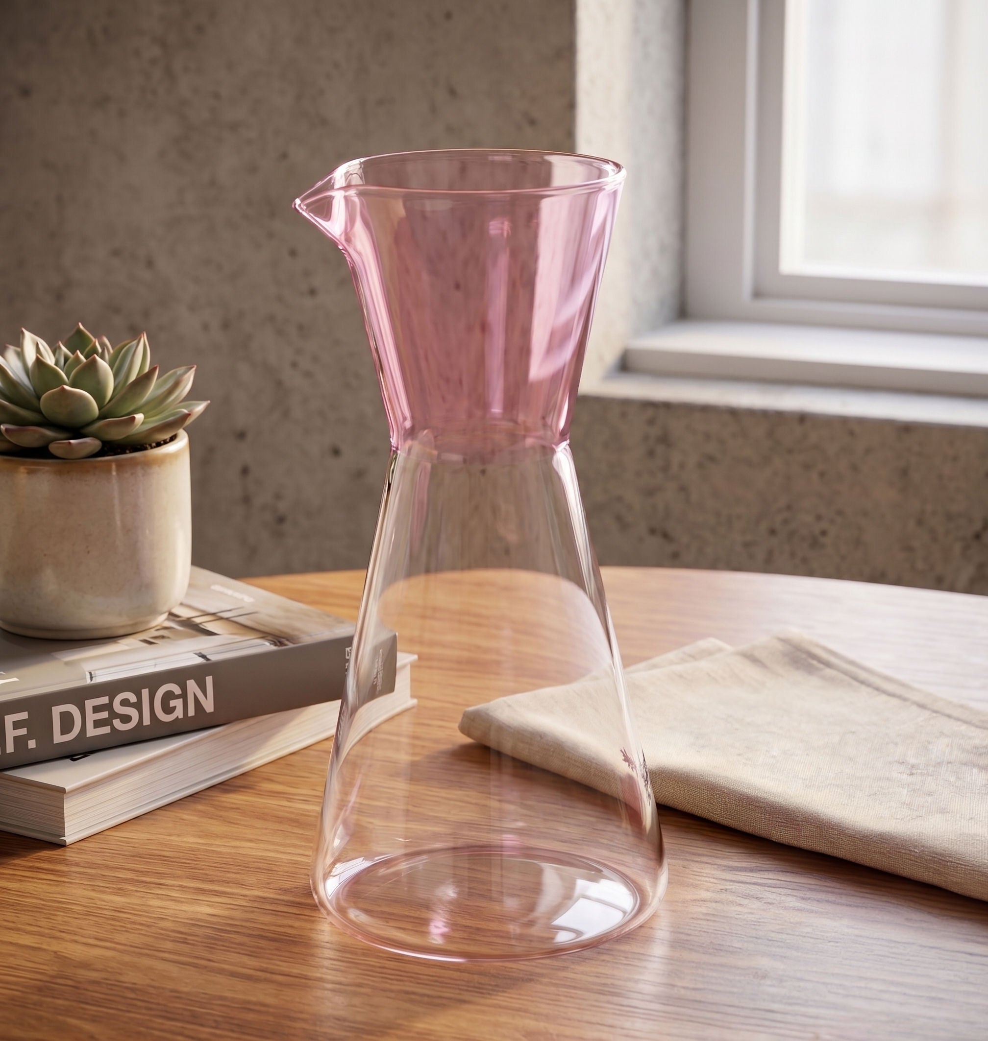 Artisan Hand-Blown Two-Tone Glass Carafe
