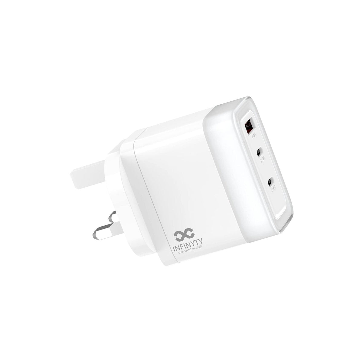 Infinyty VoltX GaN Wall Charger, USB-C & USB-A, White