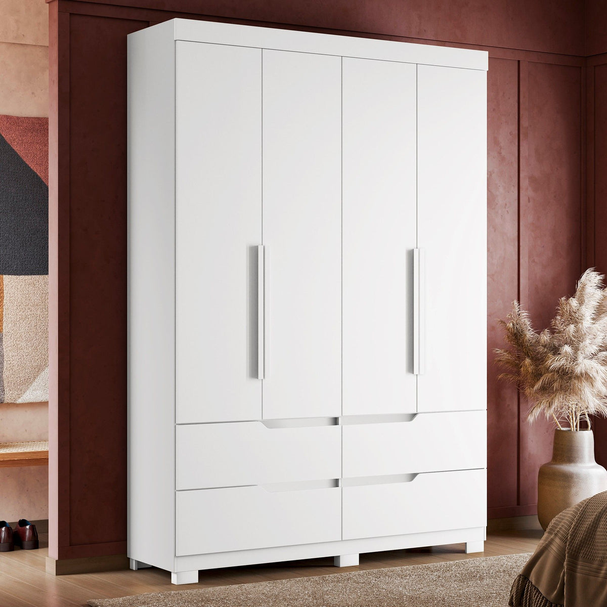 Doble White 4 Door Wardrobe