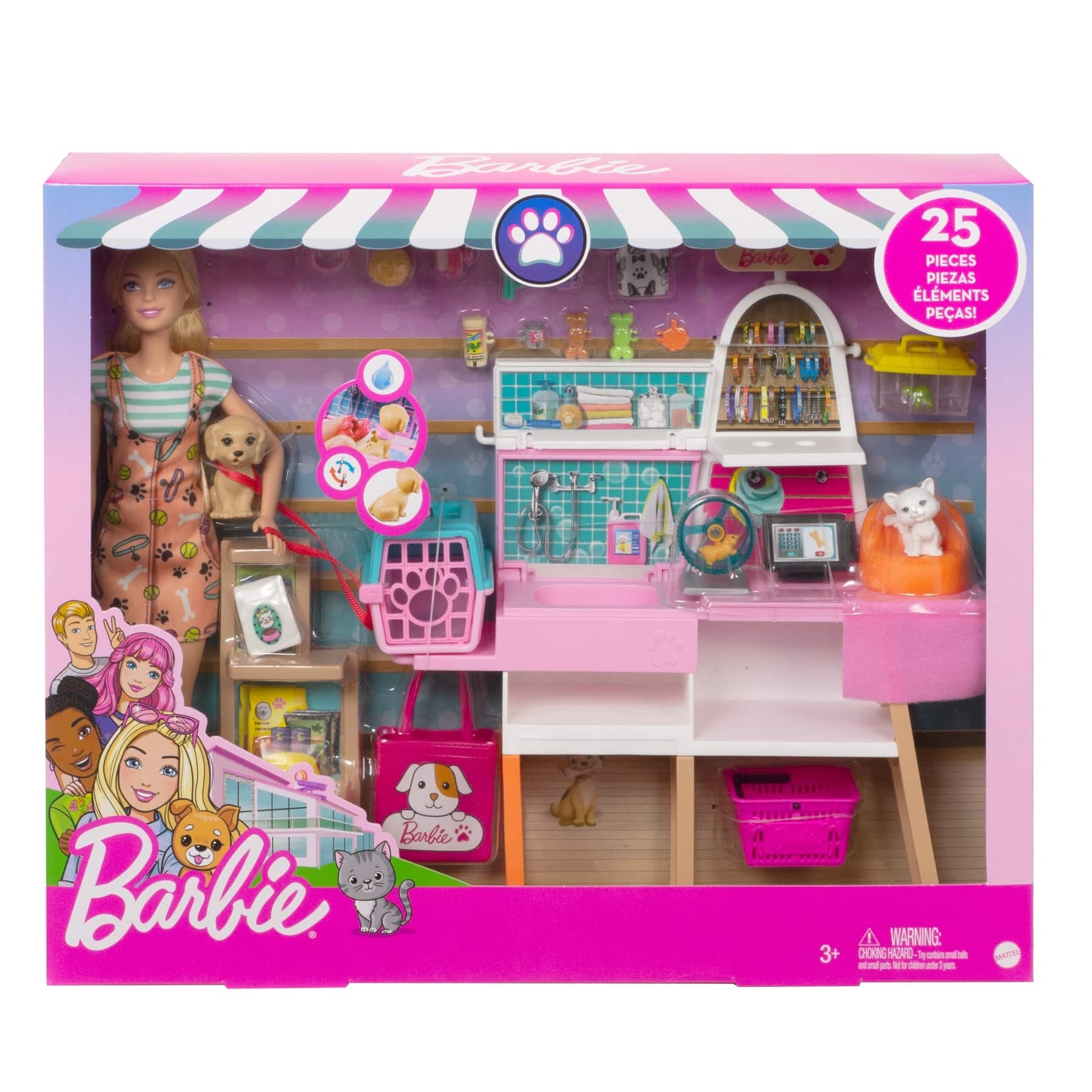 Barbie Doll And Pet Boutique Playset, For Ages 3 to 7 Years