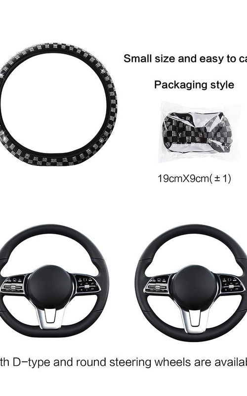 Diamond Car Steering Wheel Cover Bling Rhinestone Grip Luxury Vehicle Decoration