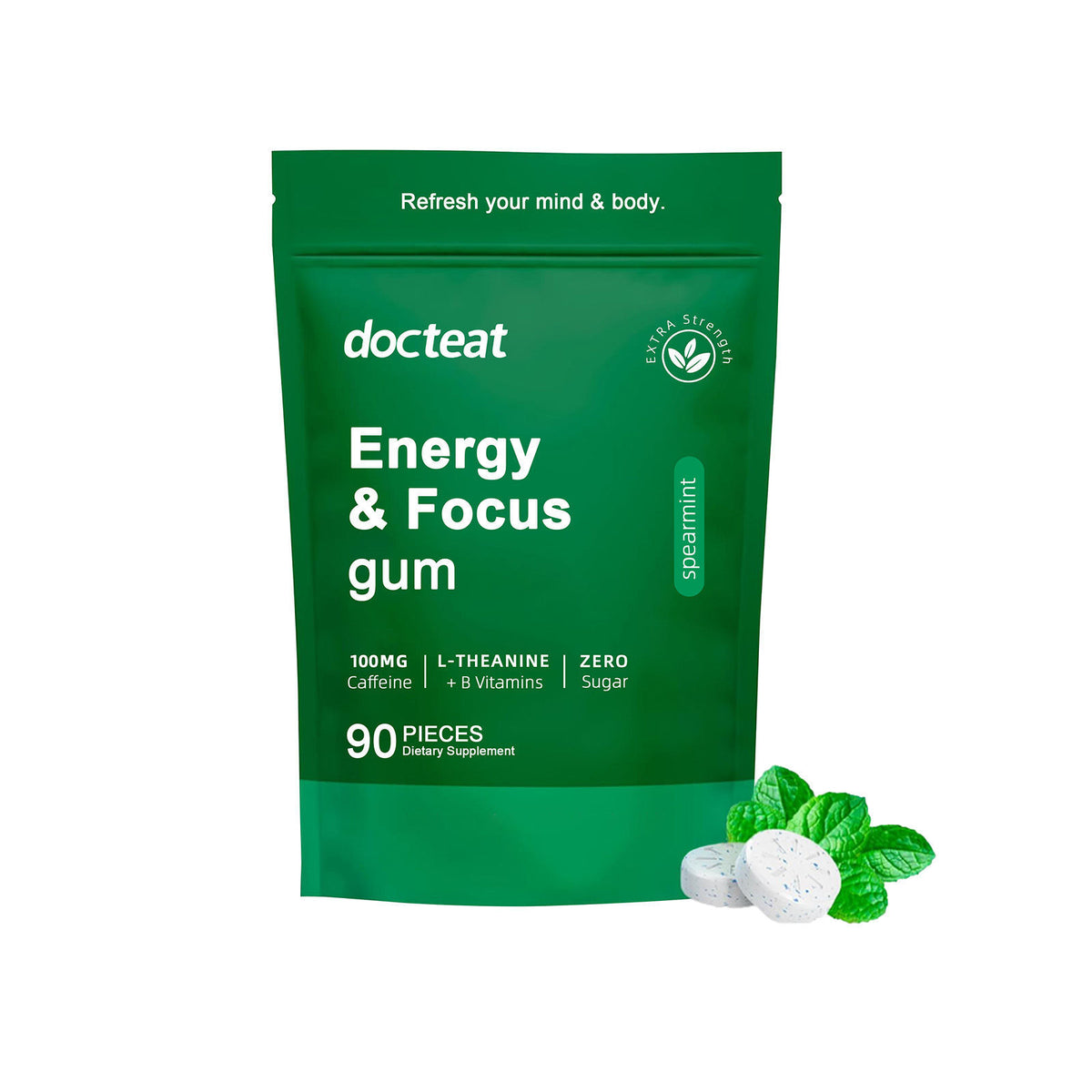 Boost Energy and Focus with Mint Tablets, Green Coffee, L-Theanine, B6, B12 ,90pieces