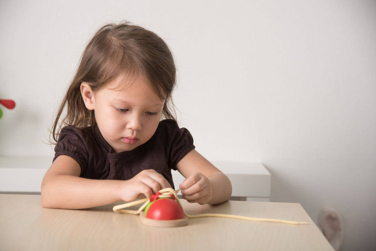 PlanToys Tie-Up Shoe — Wooden Shoe Tying Learning Toy