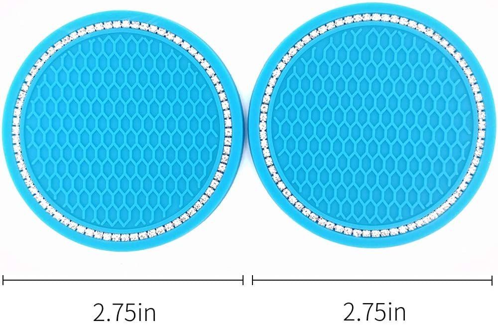 2 Pack Bling Car Cup Coaster Rhinestone Anti Slip Insert Coasters 2.75 inch