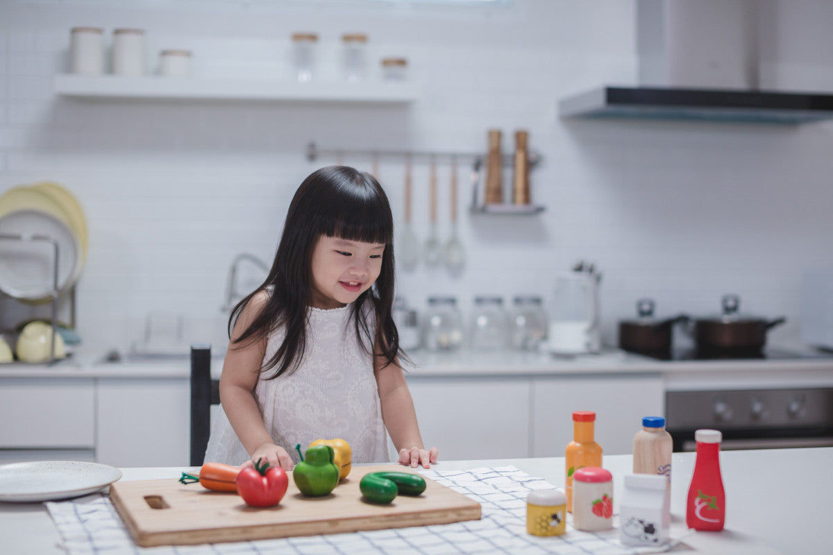 PlanToys Food & Beverage Set — Wooden Pretend Play Food