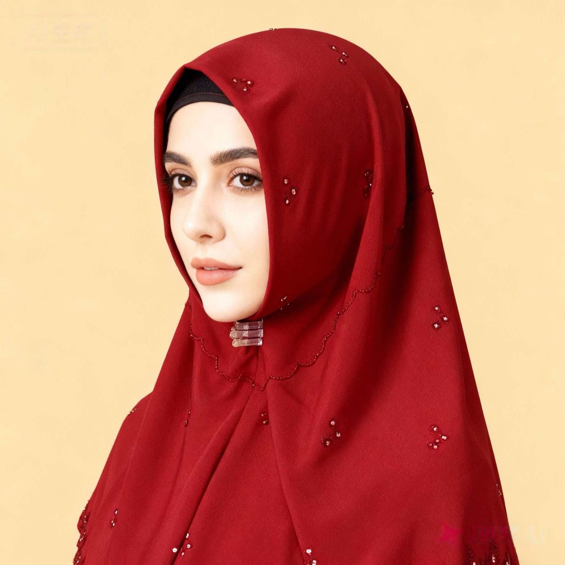 Cotton Rhinestone Hijab Scarf for Women 110x110cm