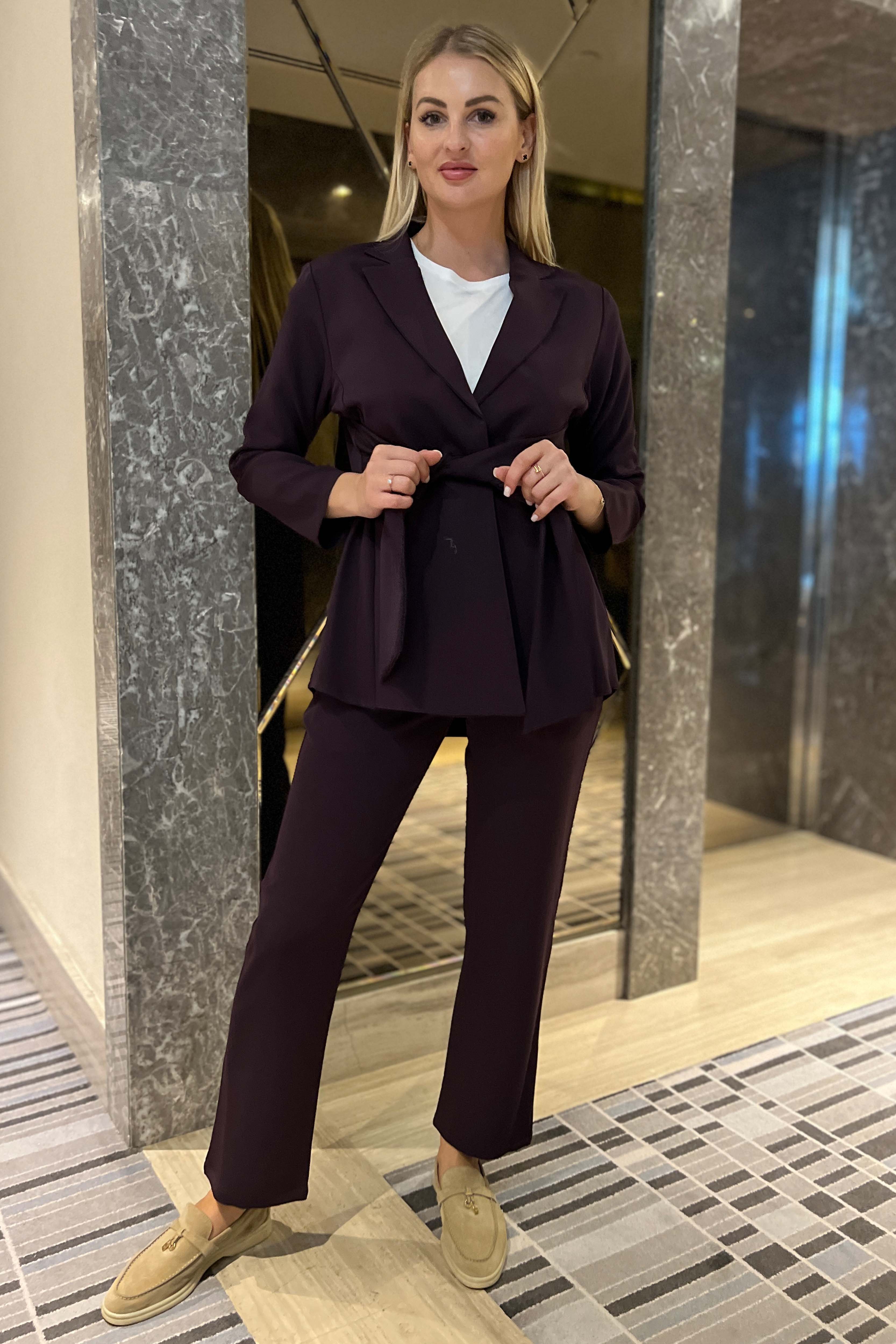 MOiSTREET Magenta  Barbie Crepe Fabric Blazer and Pants Set
