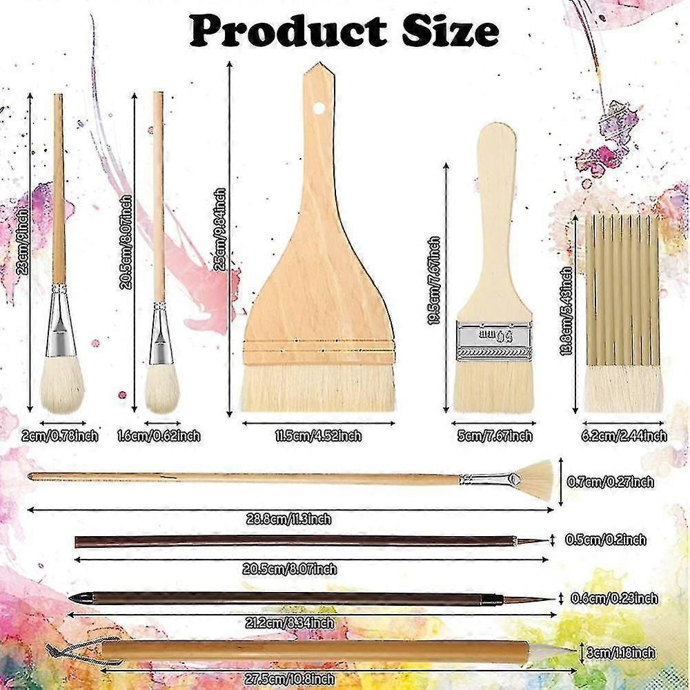 9 Pcs Paint Brushes Set Different Shapes Glaze Brushes For Pottery Acrylic Watercolor Ceramic For P