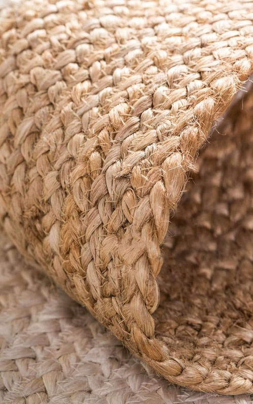 Natural Ivory Center Oval Jute Rug with Hand-Braided Border | Eco-Friendly Farmhouse Area Rug