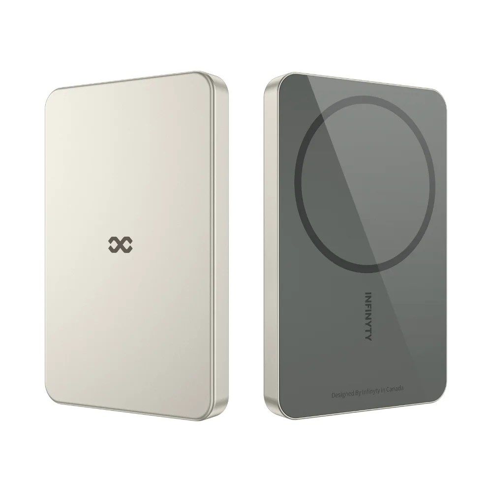 Infinyty MP38 Fast Wired & Wireless Charging Power Bank, 5000mAh, Silver