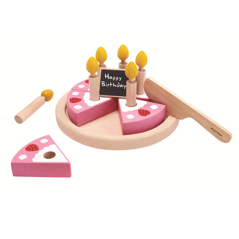 PlanToys Birthday Cake Set — Wooden Pretend Play Food