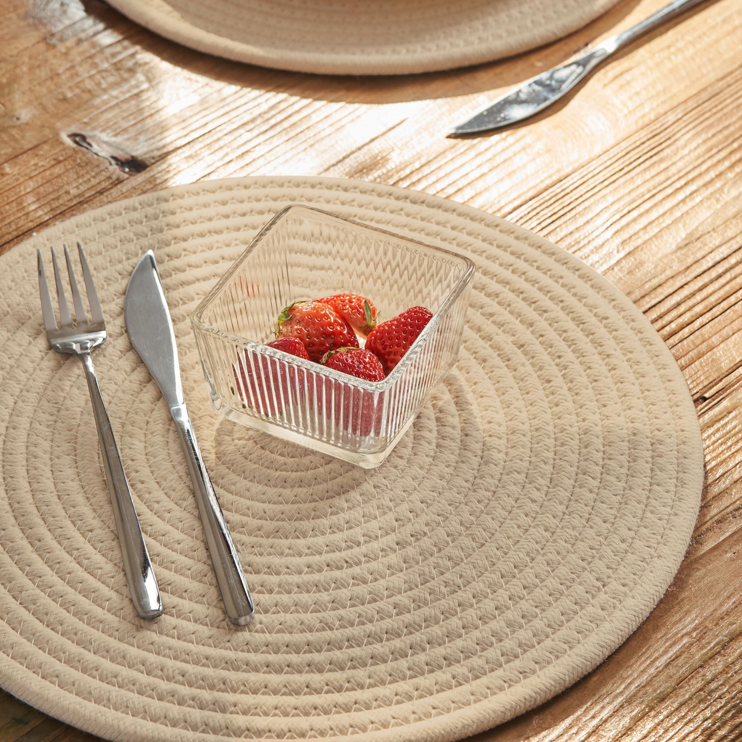 Non-Slip Heat Resistant Woven Cotton Rope Round Placemats